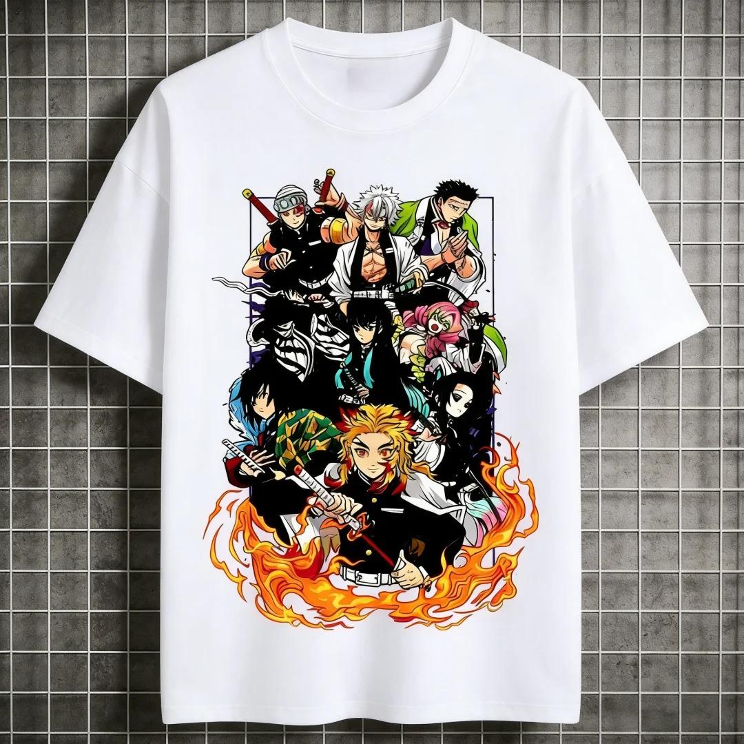 

Stylish Black Cotton T-Shirt with Demon Slayer Hashira Iconic Characters Group Colorful Anime Graphic Print T-Shirt 4XL