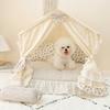 Koreanischer Prinzessinnenstil Haustierbett Luxus Hundehütte für Pudel & Bichons Waschbares Katzenzelt Ganzjahres-Schlafmatte Elegantes Haustier-Sofa