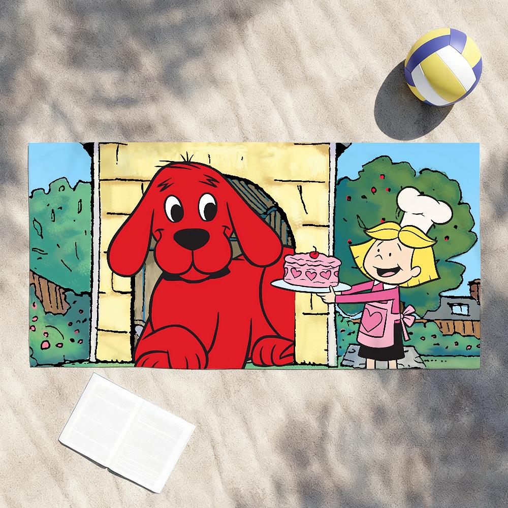 Cartoon Clifford the Big Red Dog Towel Shower Sauna Travel Spa Quick Dry Gym Accessories Soft Large Beach Towels