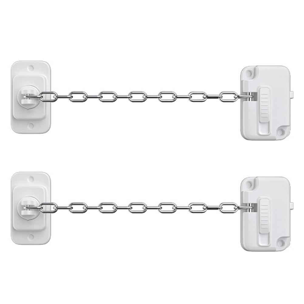 Window Frame Safety Chain Lock Self Adhesive Door Window Limiter Lock Stainless Steel No Drilling for Inside Door 1/2PCS