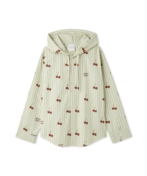 

Cherry Print Shirt Hoodie [UNISEX] PUFT255367GRN(S-M) зелёный