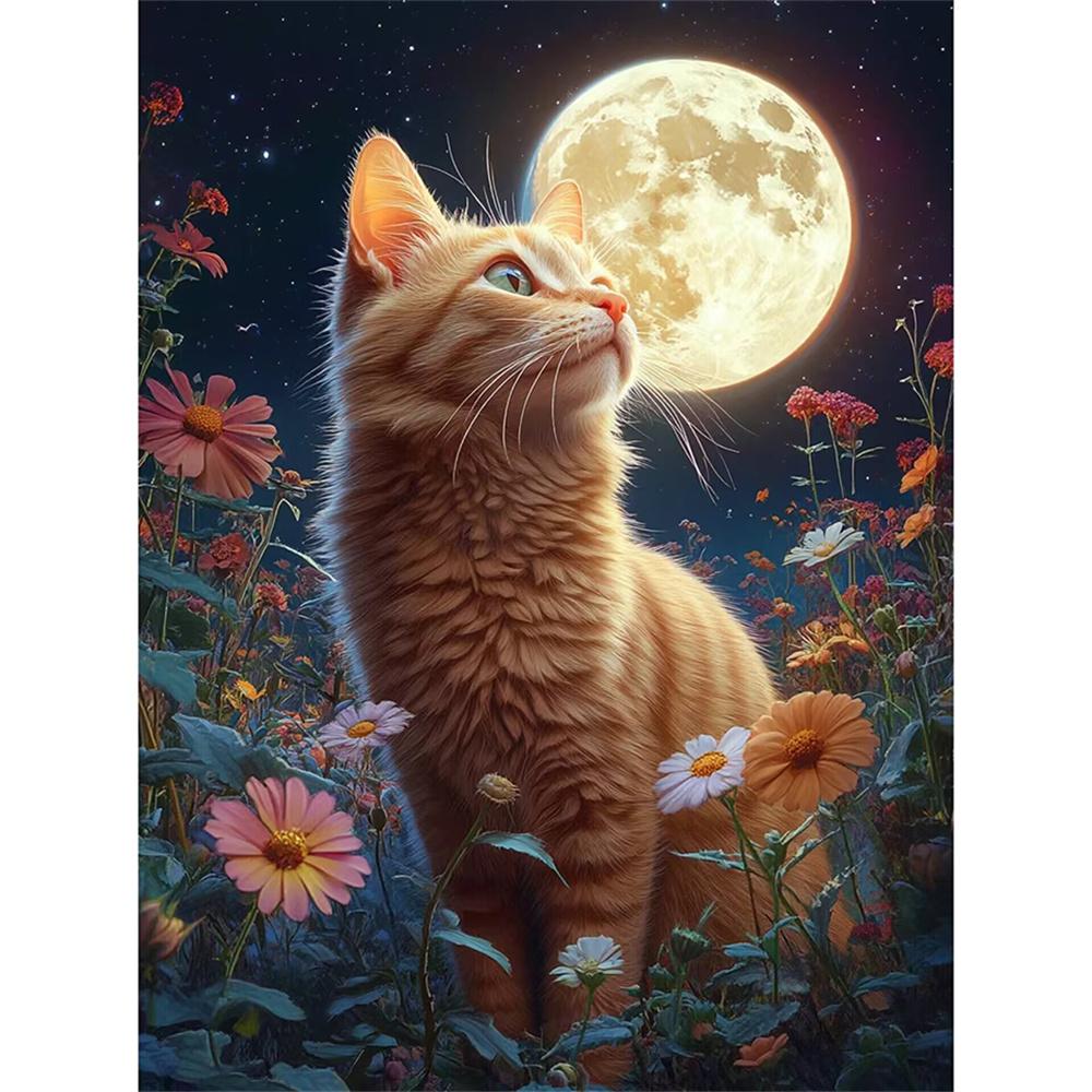 New Arrivals Diamond Embroidery Animal Kit Diy Drill Painting Cat Full Mosaic Moon Home Decor Art Handmade Gift