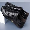 2025 summer leather sandals dad middle-aged men's leather hollowed-out men's shoes soft-soled men's sandals non-slip breathable non-slip