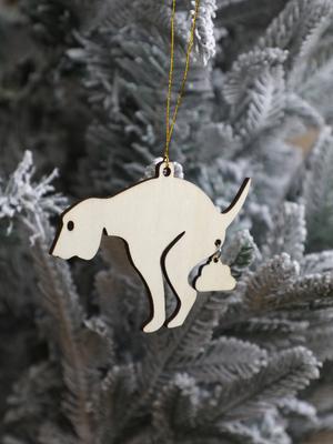 Funny Wooden Dog Christmas Tree Ornament, Cute Dog Shape Hanging Decor, Novelty Xmas Gift for Pet Lovers & Home Decoration Gift