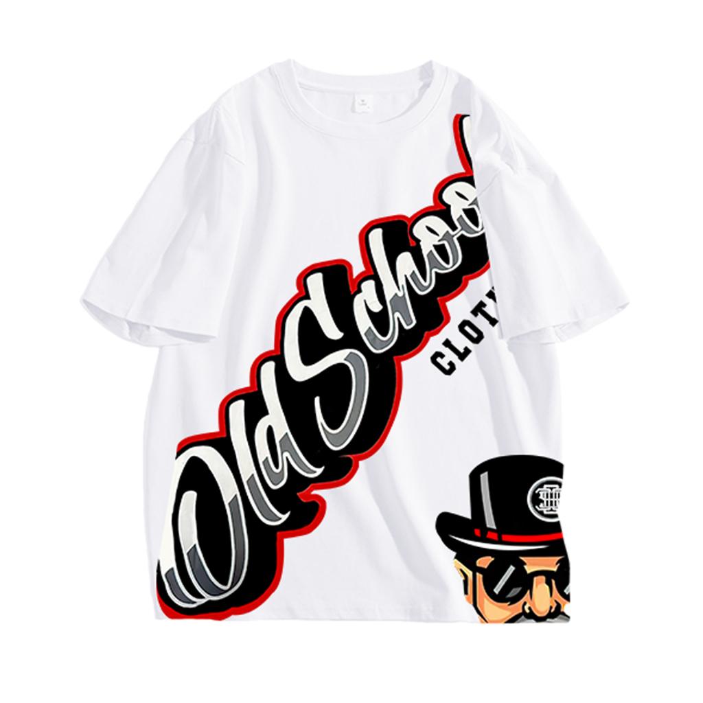 Oversize T-shirt for Men Casual Loose Cotton Round Neck cloting retro culture tshirt