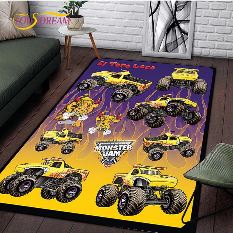 Monster Jam Truck Game Carpet for Living Room Bedroom Rug Kitchen Kids Door Unslip Floor Mat Birthday gift photography props Rug