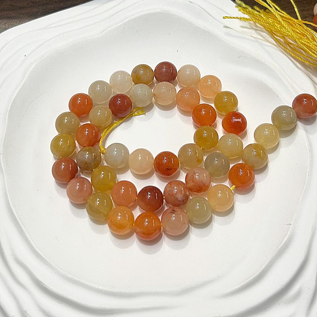 Xinjiang Golden Silk Jade Round Beads for DIY Jewelry Accessories - Bracelets & Necklaces