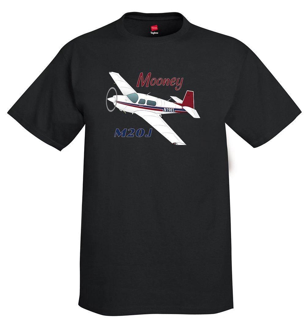 Mooney M20J / 201 (Red/Blue) Airplane T-Shirt - Personalized w/ Your N# 3XL