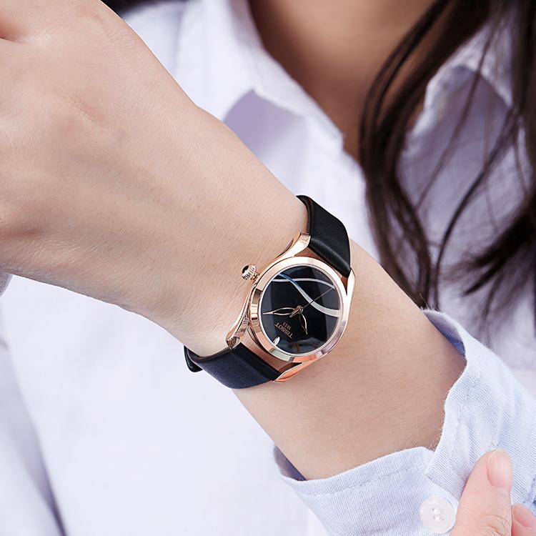 TISSOT Wave Collection Wave Collection Quartz Movement 30m Water Resistance Women's Watch 30mm Black Dial T112.210.36.051.00