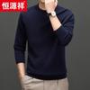 Hengyuanxiang Men's 100% Fine Wool Round Neck Thick Sweater