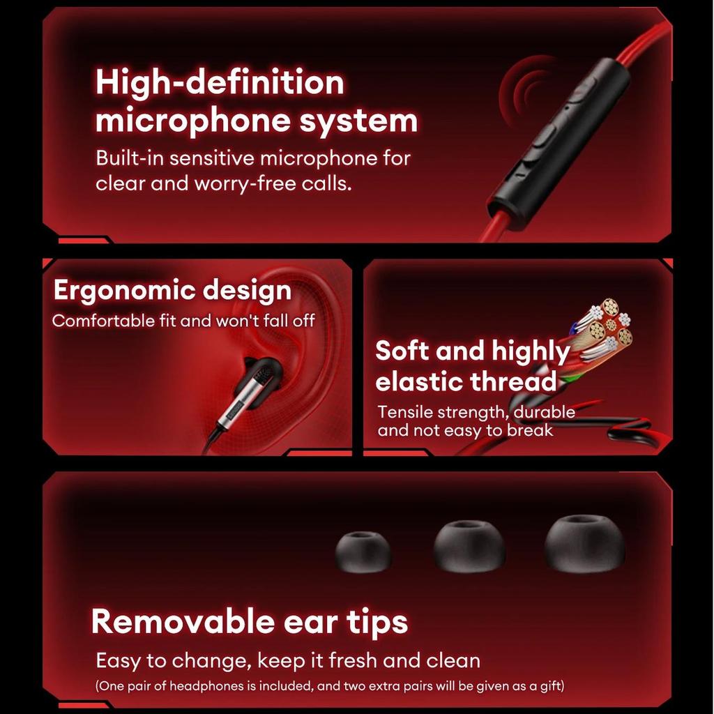 Original Lenovo YF45 Gaming Earphones Wired in Ear Headphones Type-C/3.5mm With Mic Microphone Sound Noise Isolation for PC Phone Laptop NEW