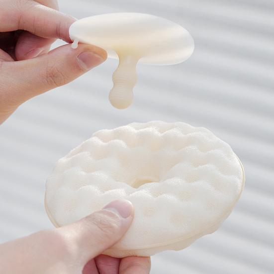 1 Set Kitchen Cleaning Sponge Double-sided Sponge with Suction Cup Holder Absorbent Scrub Sponge for Kitchen Dishwashing Bathroom Cleaning