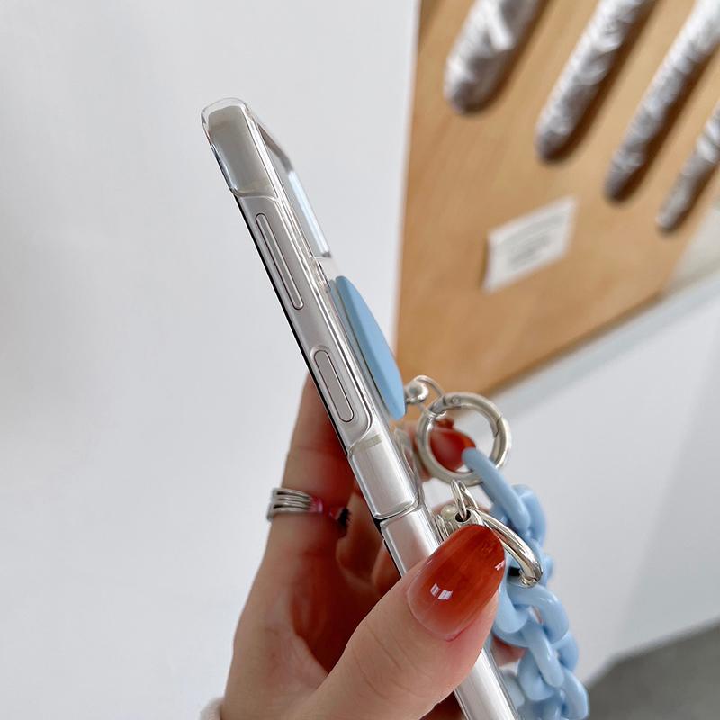 Sött 3d Godisfärgat Hjärta Bärbart Handkedja Telefonskal För Samsung Galaxy Z Flip 3 5g Transparent Hårt PC-skydd För Z Flip