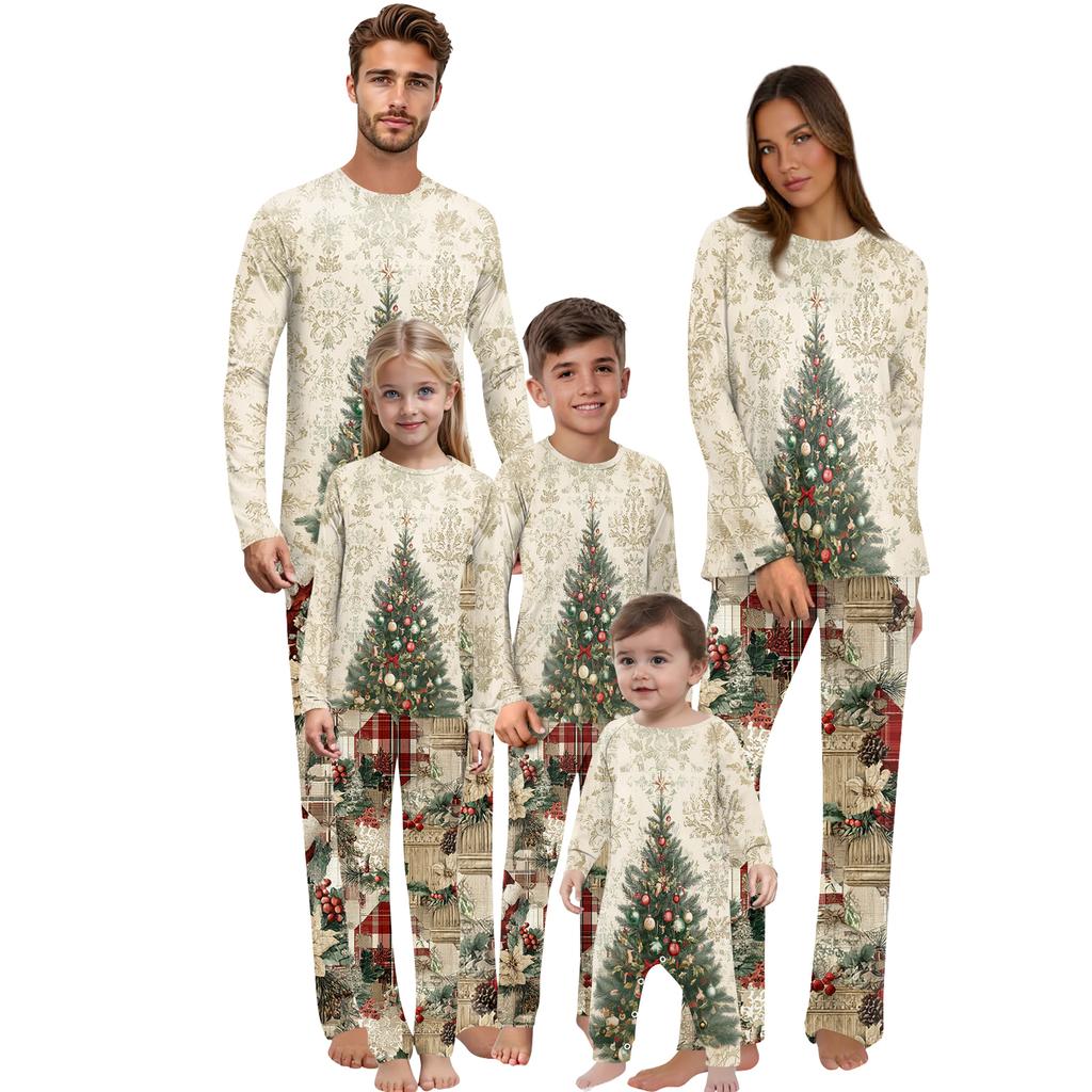 Christmas Print Family Outfit Long Sleeve Top + Pants Set Family Outfit
