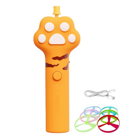 Cat Fetch Toy Rechargeable Flying Disc Launcher with 6 Flying Discs Interactive Cat Toy for Indoor Outdoor Play Hunting Instinct Stimulation