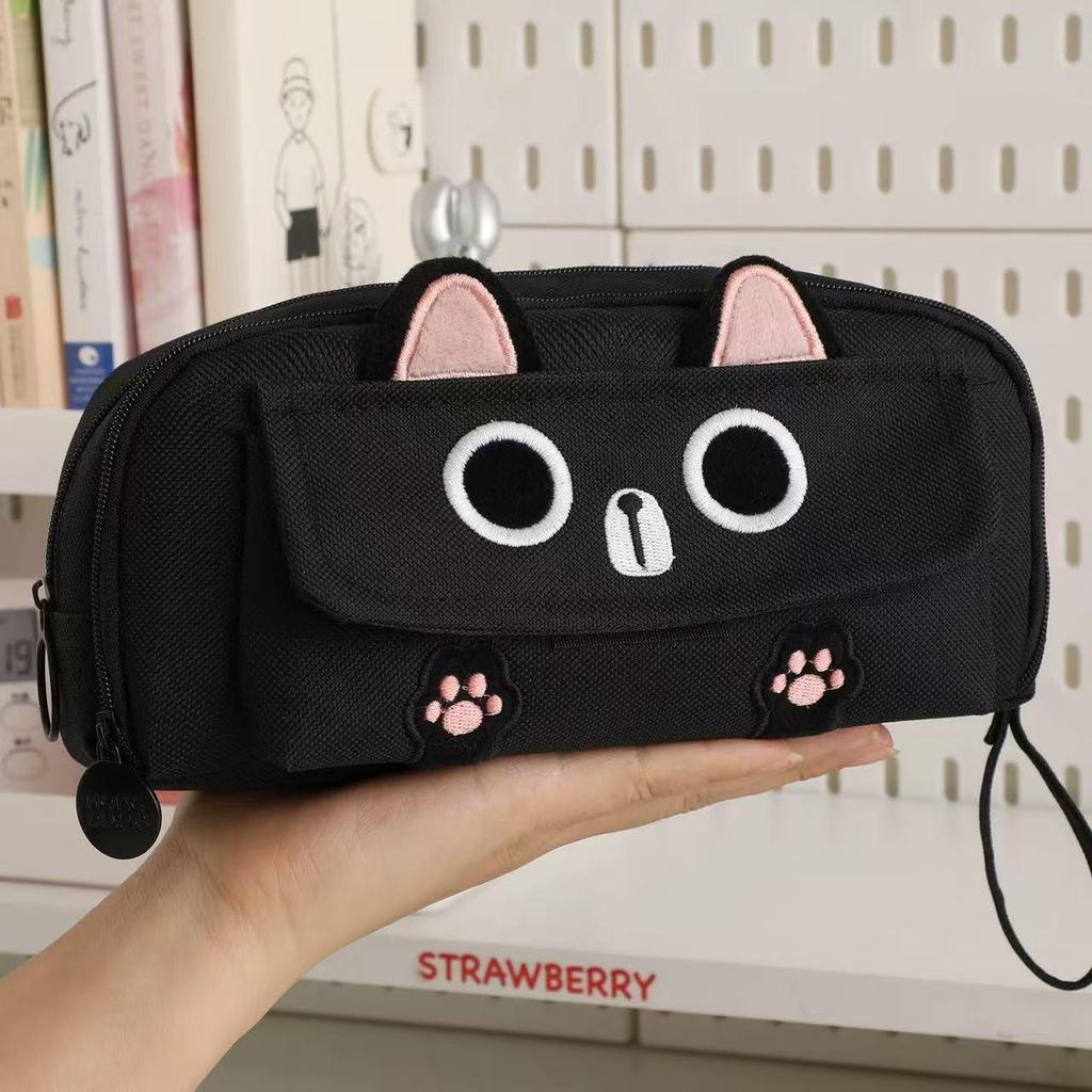Black Cat 3D Pencil Case: Cute, Spacious, Multi-functional Stationery Box for Middle School Students