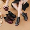 New winter leather velvet warm snow boots non-slip soft sole low heel women's cotton shoes short boots women