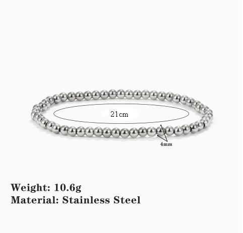 Stainless Steel Elastic Strand Beads Bracelets Bangles For Woman Waterproof Beaded Chain Bracelet 21cm