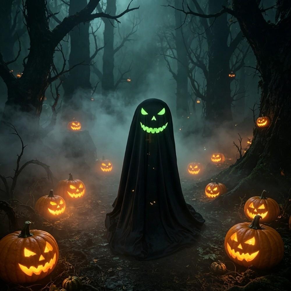 Adjustable Halloween Standing Ghost Decor Glowing Scary Ghost Figure Porch Yard Decor