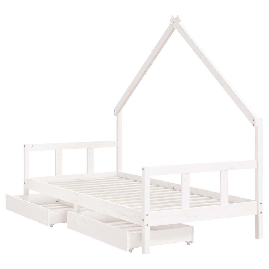 Children s Bed with Drawers White 90x200 cm Solid Pine Wood
