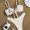 1011 European and American sexy beach split swimsuit summer women solid color seaside beach vacation bikini two-piece set