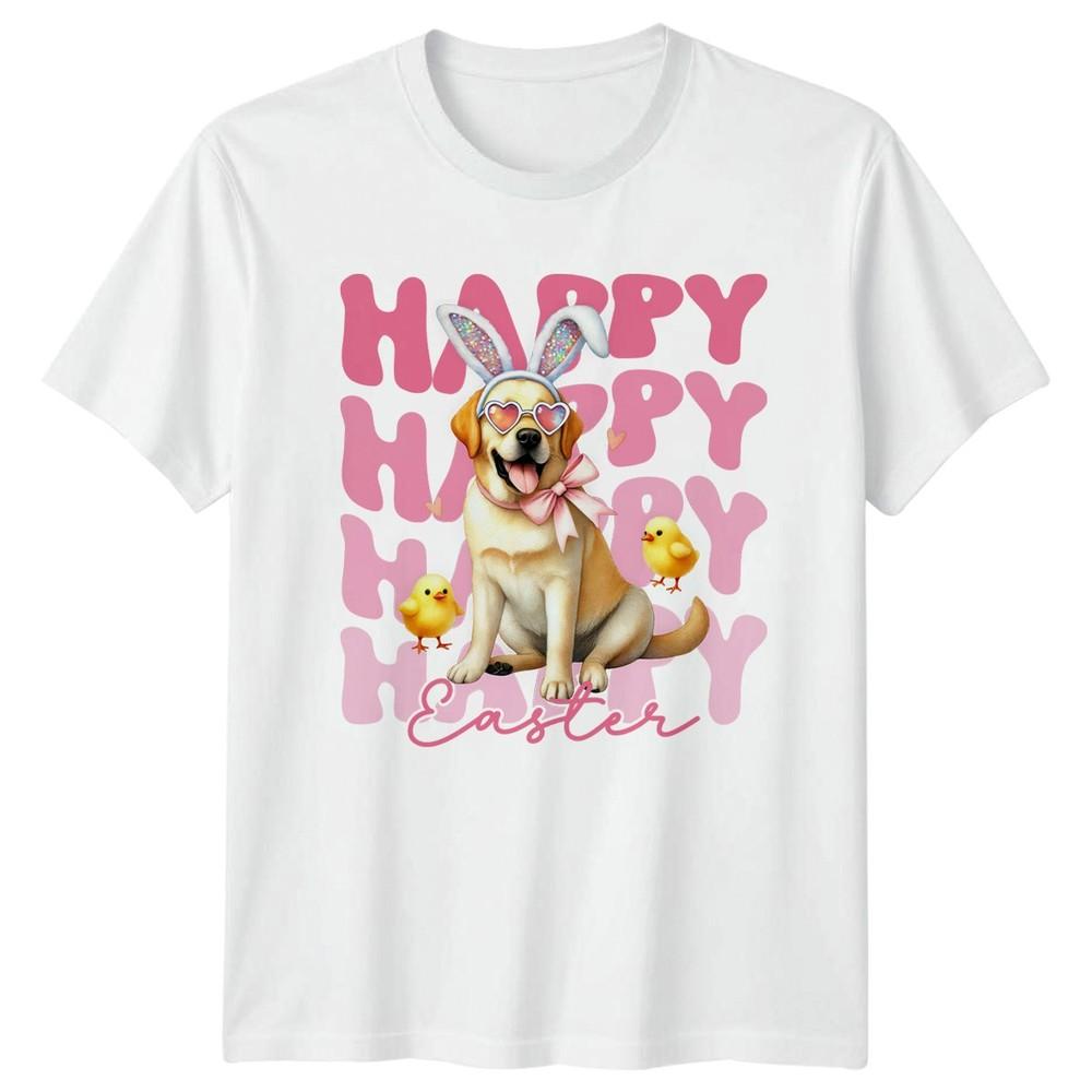 Happy Happy Happy Easter Unisexs TShirt Labrador Puppy Chicks Easter Holiday S