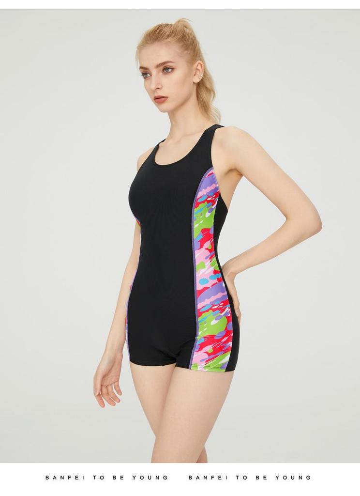 Women's Chlorine-Resistant Lycra One-Piece Swimsuit with Chest Pads - Slimming, Tummy-Concealing, Professional Racing Style