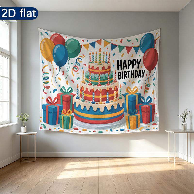 Colorful Balloon Party Backdrop 1pc - Polyester Party Decor