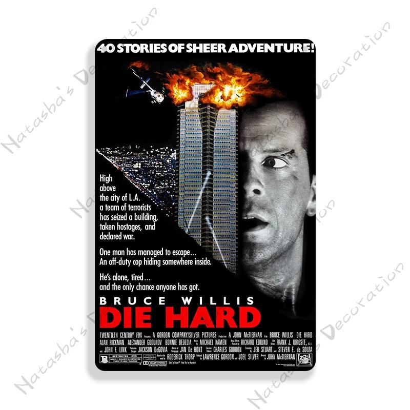 American Movie Die Hard Metal Signs Retro Metal Tin Sign Garage Man Cave Wall Decor Retro Metal Signs Vintage Industrial Decor