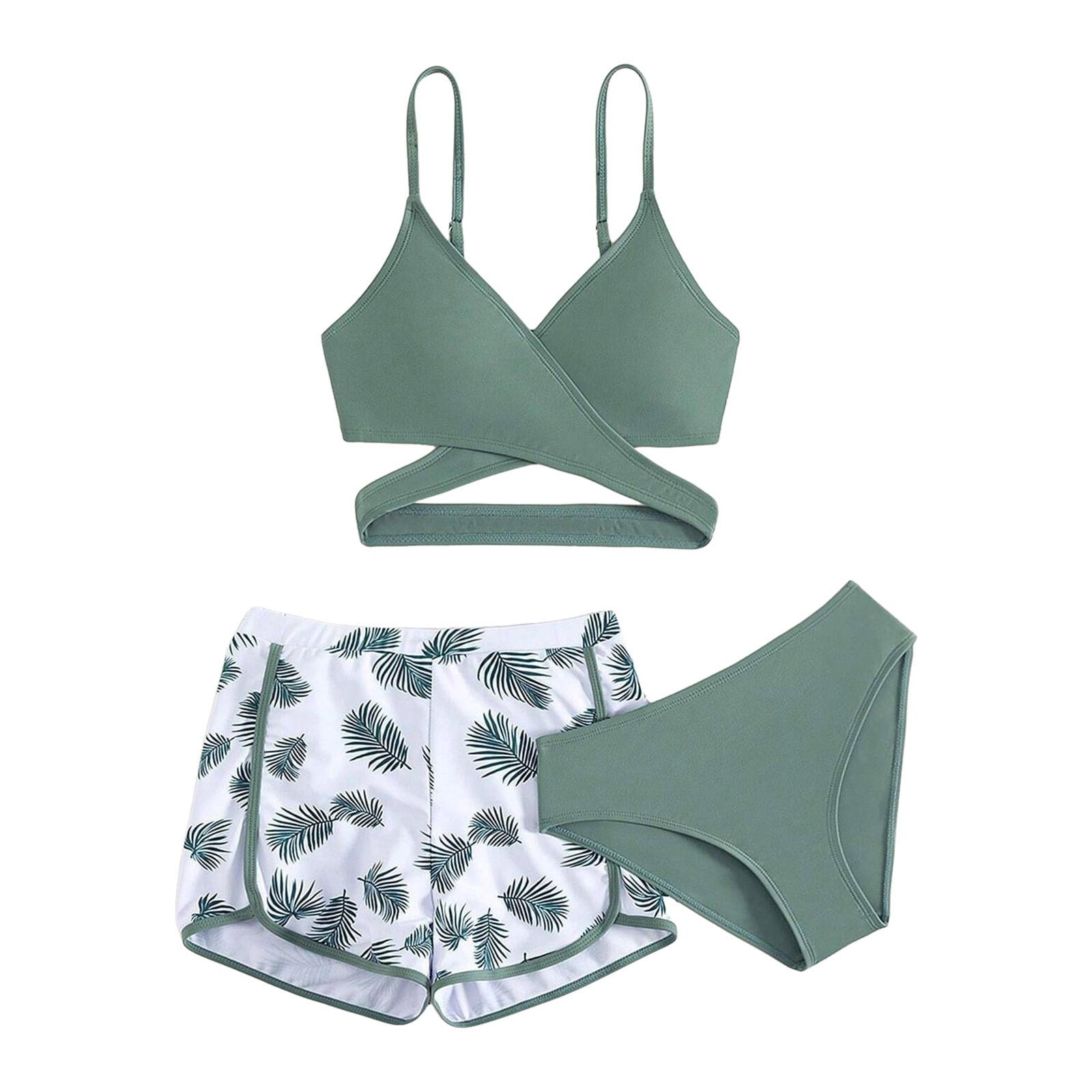 T-fengxinzi Meisjes 3-pack Bikini Sets Kinder Zwempak & Strandrokken Kinder Zwemkleding Tieners Kind Meisje Badpak 140
