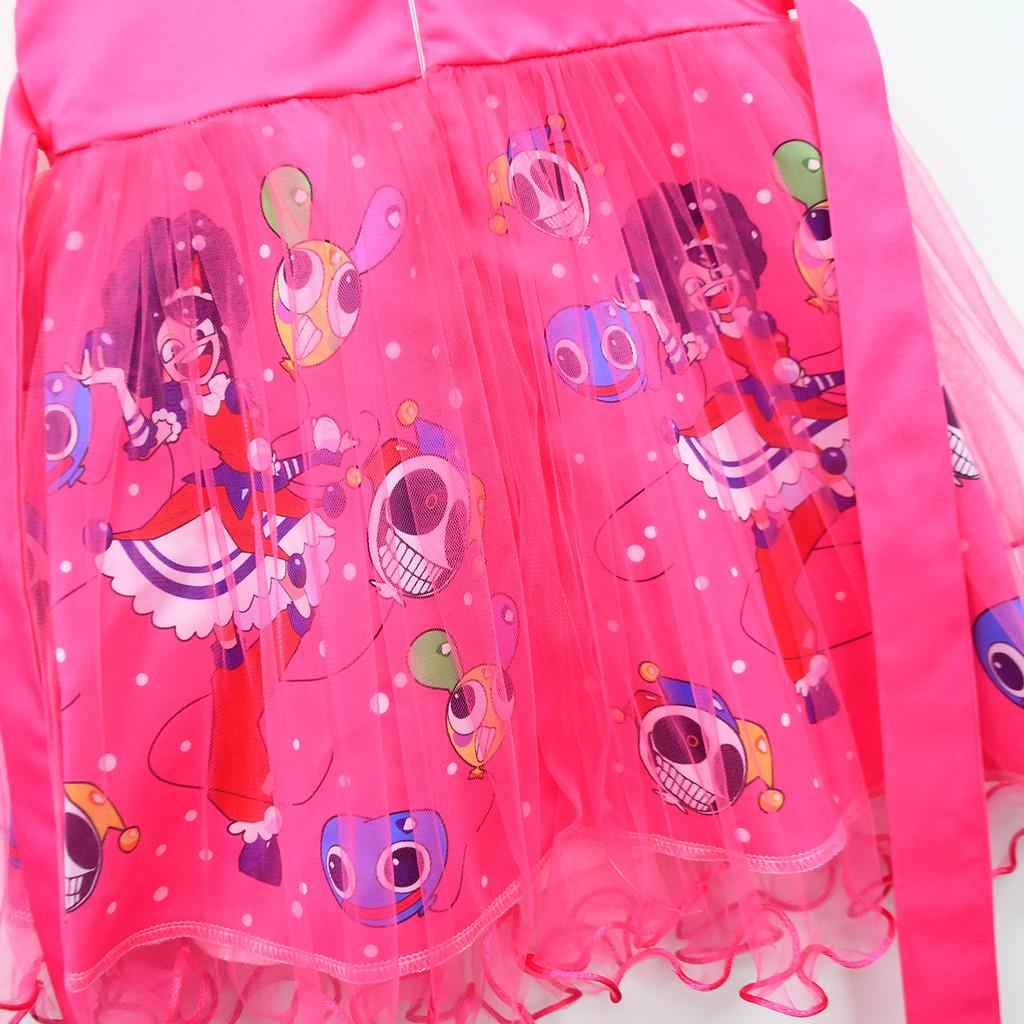 83146 Kids Girls Lily Lovebraids Clown Print Bow Mesh Princess Dress