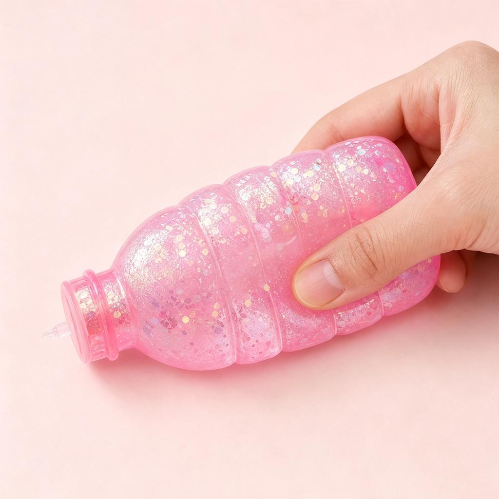Glitter Slime Stress Relief Toy Squeeze Bottle Shape Sensory Fidget Toy Soft Flexible Material Durable Design for Kids and Adults