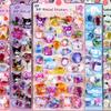 Cute Sanrio Kuromi My Melody 3D Relief Stickers Kawaii Girls Cartoon Crystal Sticker Handmade Diy Hand Account Decals Gifts