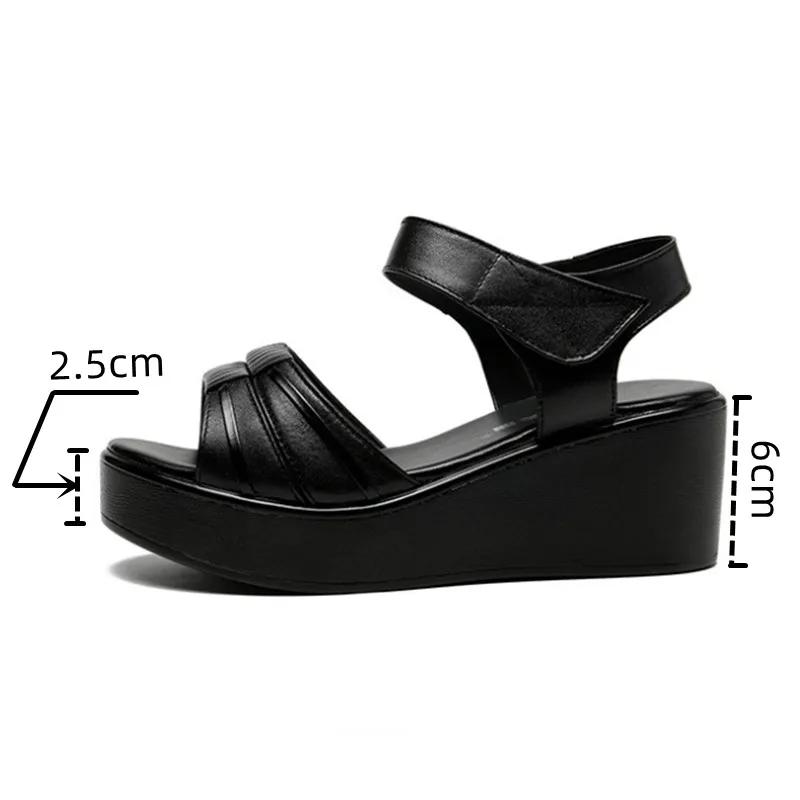 Plus Size 33-43 Casual Comfortable Beach Mother Daily Medium Heels Shoes Women Summer 2025 Chunky Platform Wedges Sandals