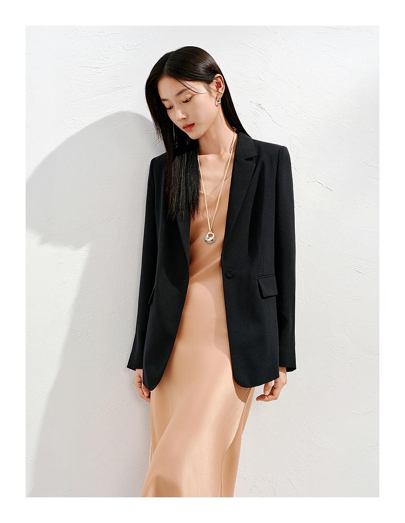 Jiuzi Anna Kou Neat OL Minimalist Commuting Style Waist Cinched Suit Jacket for Women