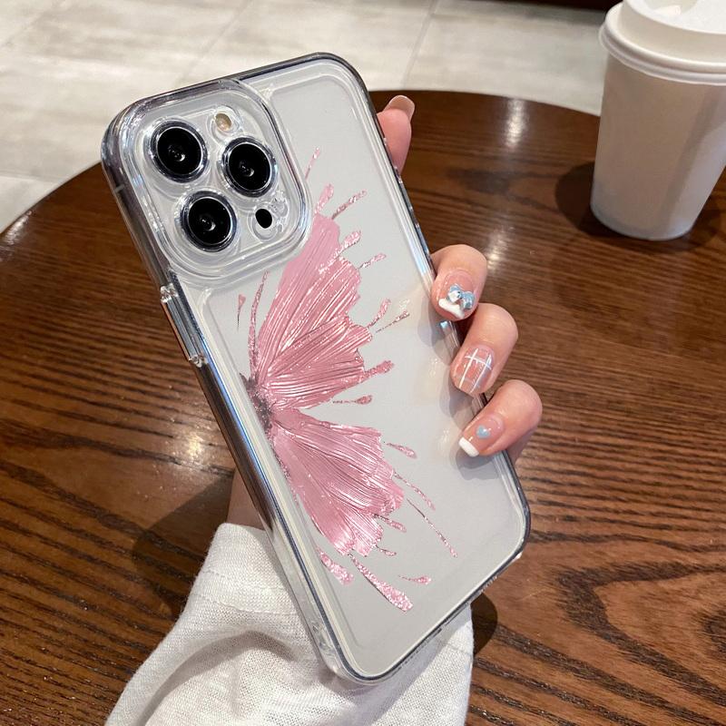 For iPhone 15 Pro Max Case Luxury Gilt Butterfly Clear Silicone Cover For iPhone 14 Pro Max Funda iPhone 13 12 11 16 16E 17 Air