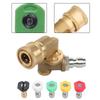 Pressure Washer Swivel Coupling Heavy Duty Brass Body with 5 Spray Tips 0 15 25 40 Degree Soap 4500 PSI 1/4 Inch Quick Connect