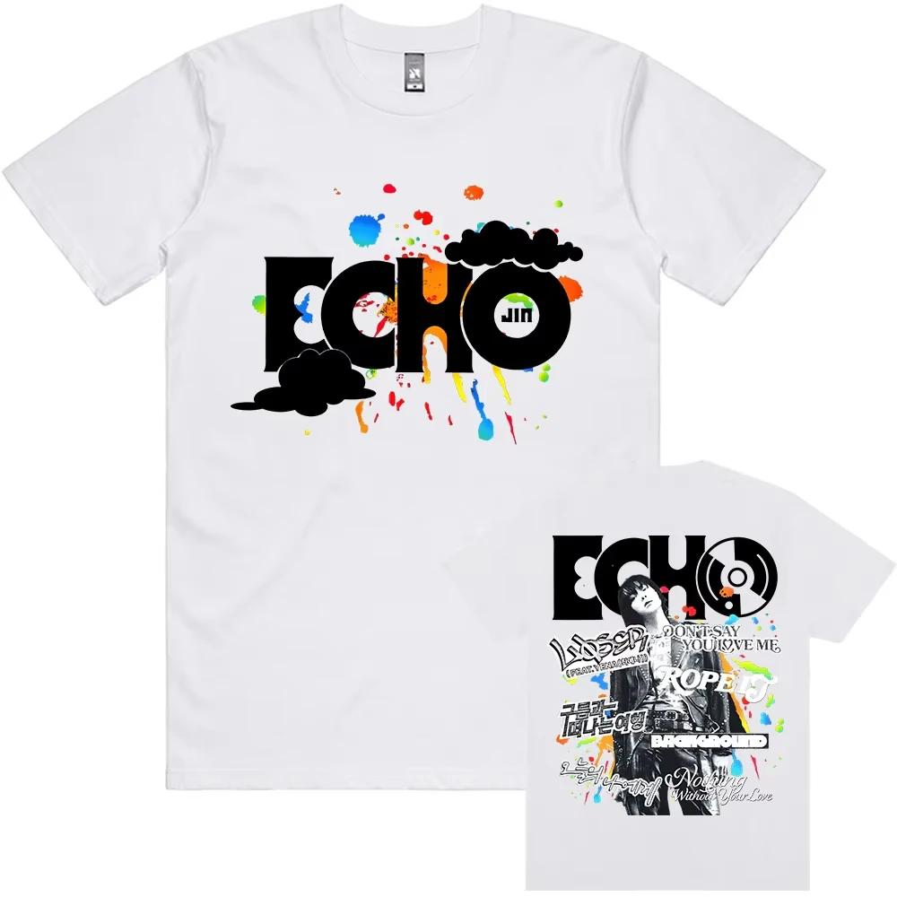Jin Echo Solo Album T-shirt Short Sleeve Cotton Printed Tshirts Korean Singer Graphic Fashion T Shirt Streetwear Men Women
