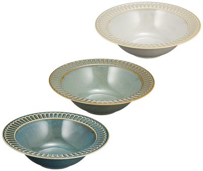 Yamago Pottery Dishware Soup Salad Stylish Classic Color Rim Salad Soup Bowls of Bowls, Bowls, Bowls, & (Set 3)
