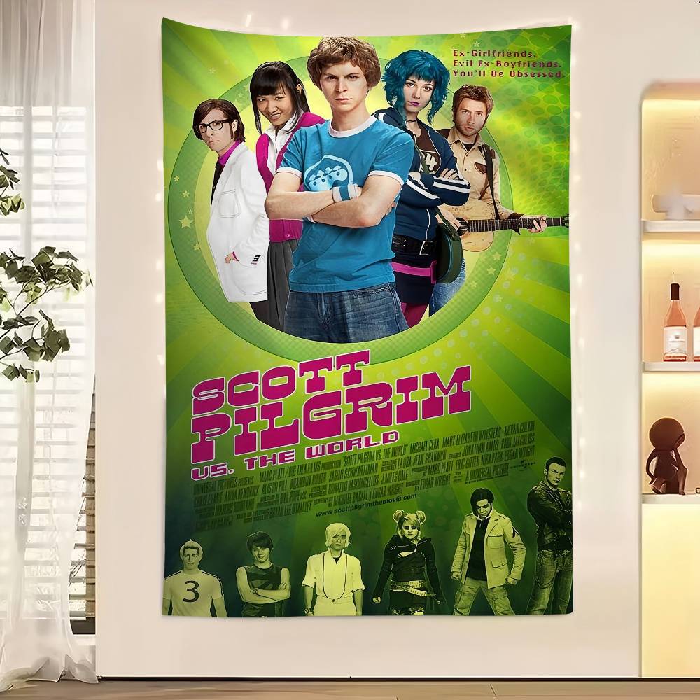 Vintage Film Scott Pilgrim VS The World Buntes Wandbehang Wandbehang Tarot Hippie Wandteppiche Schlafsaal Wandkunst Dekor