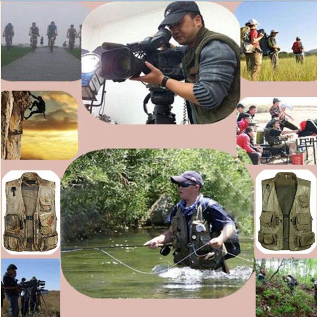 Pockets Fishing Mesh Men Travel Waistcoat Jacket Costume - L XL XXL