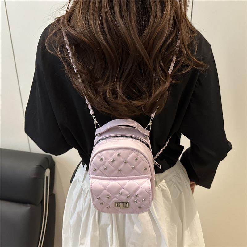 Premium Sense Niche Diamond Backpack Bag Women 2025 New Fashion Versatile Double Shoulder Bag Single Shoulder Travel Bag Tide