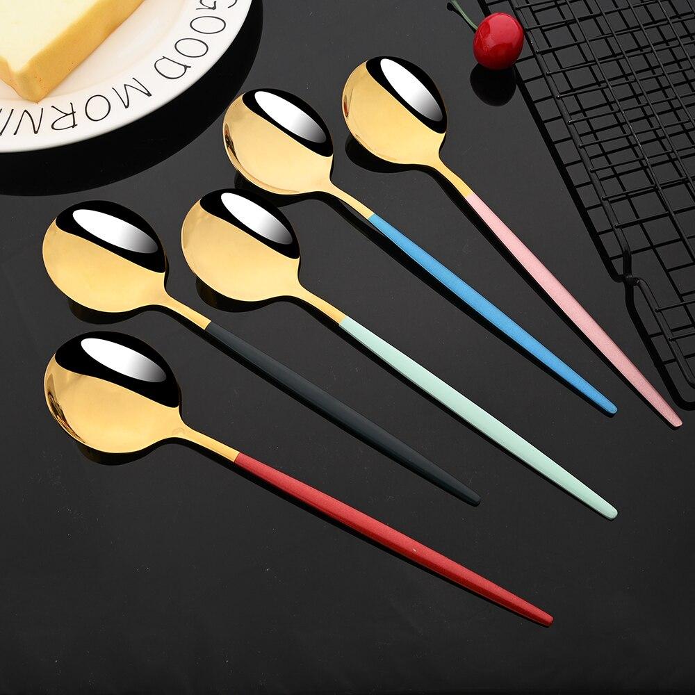 20Pcs/4Sets Stainless Steel Cutlery Tableware Mirror Polished Dinnerware Set White Gold Knife Fork Spoon Flatware Silverware Dinner Set