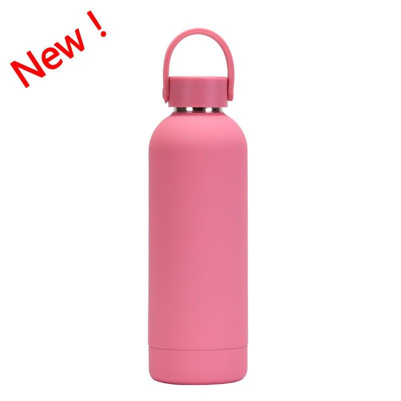 Double-Layer Stainless Steel Vacuum Insulated Travel Mug With Carrying Handle - 500ml Portable Outdoor Water Bottle