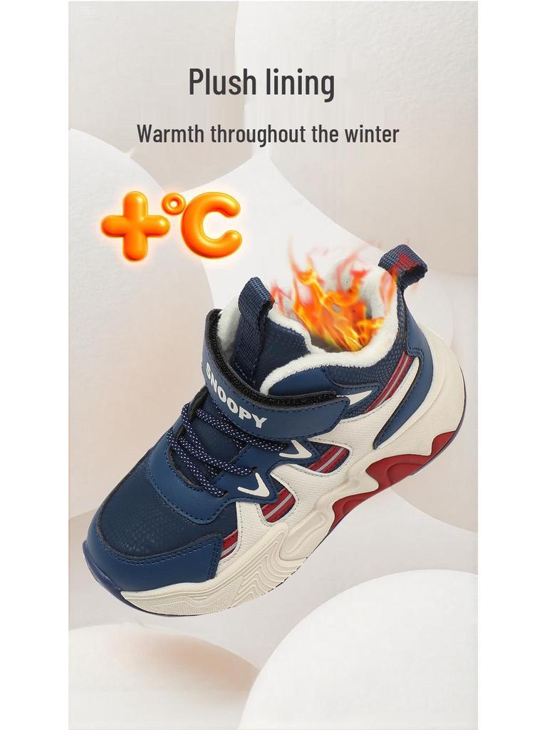 Snoopy Plüsch-Wintersportschuhe: Rutschfeste, hochgeschnittene Laufschuhe mit Klettverschluss für Kinder