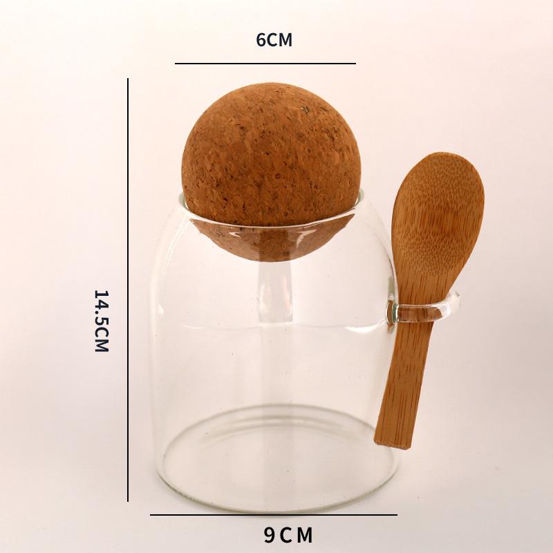 High Borosilicate Glass Storage Jar with Cork Stopper for Grains, Tea, and More