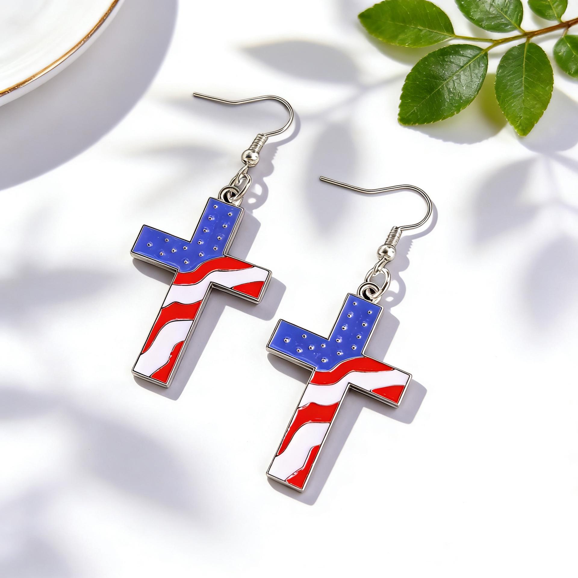 

Independence Day Rhinestone Drip Earrings: Women s Freedom Celebration Alloy Pendant