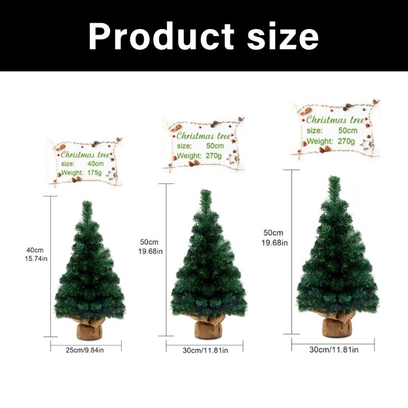 Christmas Tree Table top Decoration With Natural Burlap Base For Home Office Holiday Decoration