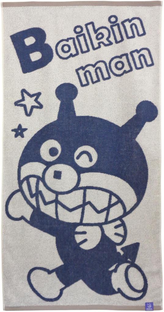 Kusunokibashi Monori Bath Towel Jacquard Towel BIG 60 X 120 "Let's Go! Anpanman" Baikinman, Approx. Cm, White, A-90489-11-W