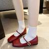 Fashion Women Ballet Flats Fashion Square Toe Pumps Female Mary Jane Shoes Soft Leather Slip-on Casual Shoes Office Lady Work Thin Shoes